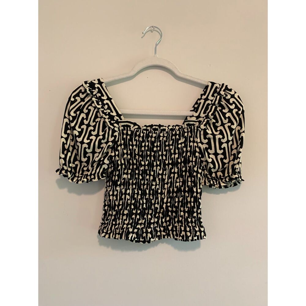 Monteau Womens Cottagecore Boho Short Sleeve Crop Top S - Picture 2 of 6